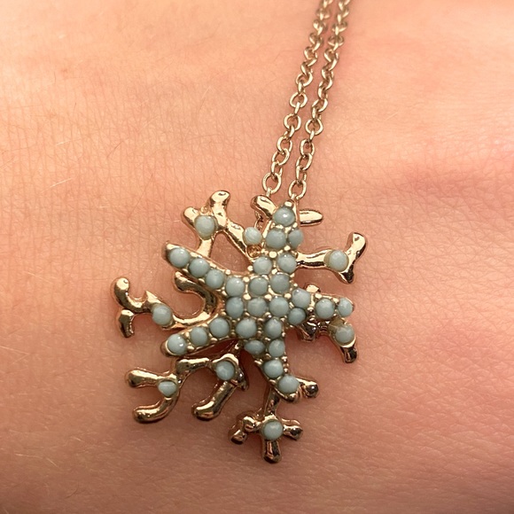 turquoise coral gold adjustable necklace - Picture 2 of 2